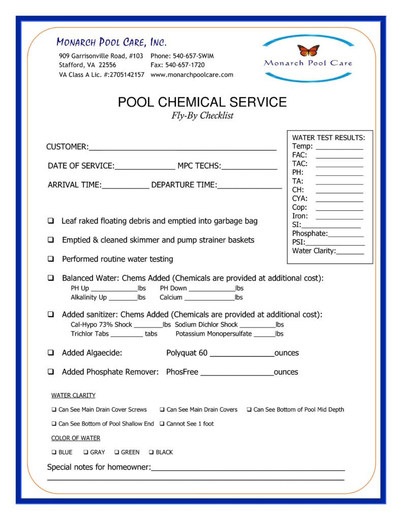 MPC Fly-By Checklist 2018 - Monarch Pools